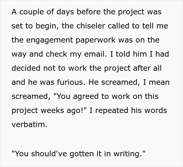 Boss Backs Out Of Verbal Agreement, Loses It After Employee Does The Same Thing To Him Boss Backs Out Of Verbal Agreement, Loses It After Employee Does The Same Thing To Him