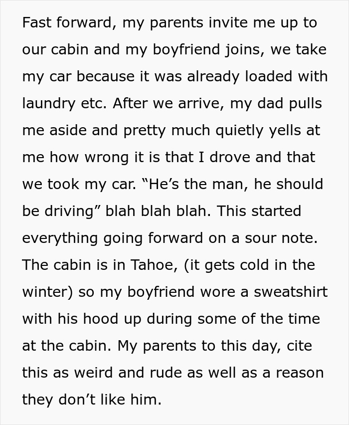 Text excerpt about parents giving a daughter an ultimatum to choose them or her boyfriend. Text excerpt about parents giving a daughter an ultimatum to choose them or her boyfriend.