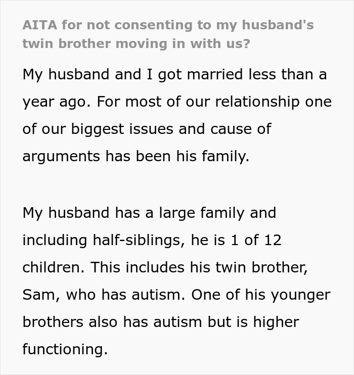 In-Laws Furious After Woman Refuses To Take In Husband's Autistic Twin In-Laws Furious After Woman Refuses To Take In Husband's Autistic Twin