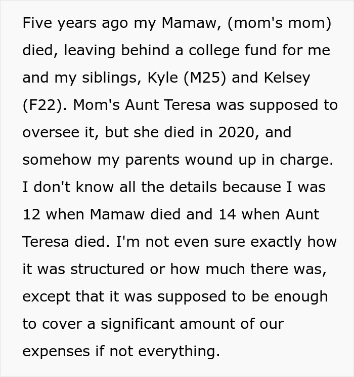 Parents Blew 300K Inheritance, Teen Is Considering Suing Them With Family's Help