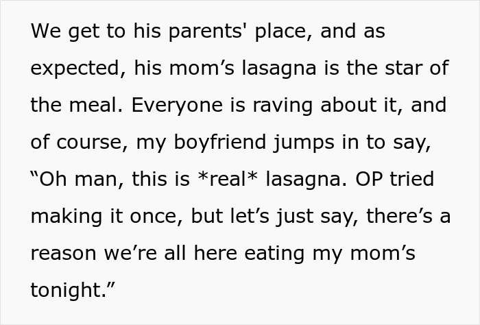 BF Keeps Mocking GF&rsquo;s Cooking In Front Of His Family, Gets Mad When She Jokes On Him In Response