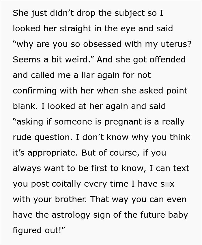 “Why Are You So Obsessed With My Uterus”: Lady Claps Back As SIL Wants To Know About Pregnancy “Why Are You So Obsessed With My Uterus”: Lady Claps Back As SIL Wants To Know About Pregnancy