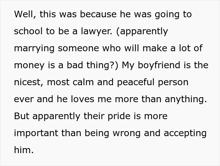 Text discussing daughter's choice between parents or boyfriend, highlighting family pride and career ambitions. Text discussing daughter's choice between parents or boyfriend, highlighting family pride and career ambitions.