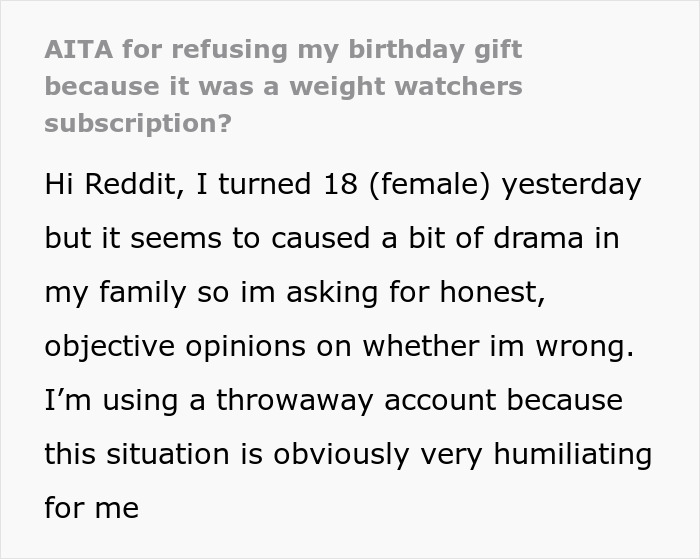 &ldquo;It Was Very Embarrassing&rdquo;: Teen Refuses Aunt&rsquo;s Fat-Shaming Birthday Gift, Upsets Parents