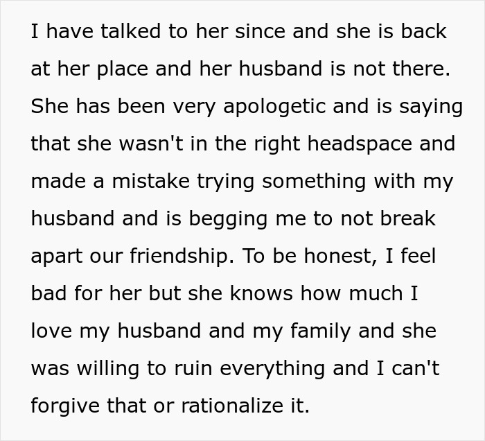 Apologetic friend regrets attempting to escalate situation with husband; pleads to preserve friendship. Apologetic friend regrets attempting to escalate situation with husband; pleads to preserve friendship.