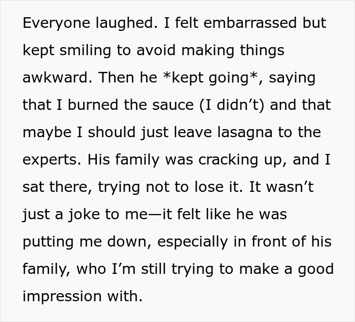 BF Keeps Mocking GF&rsquo;s Cooking In Front Of His Family, Gets Mad When She Jokes On Him In Response