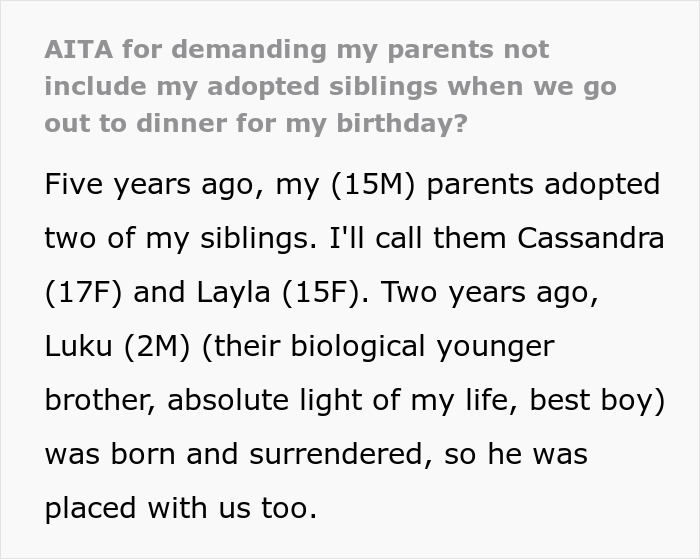 Teen Gets Berated For Asking To Exclude &lsquo;Traumatized&rsquo; Adoptive Siblings From His B-Day Celebration
