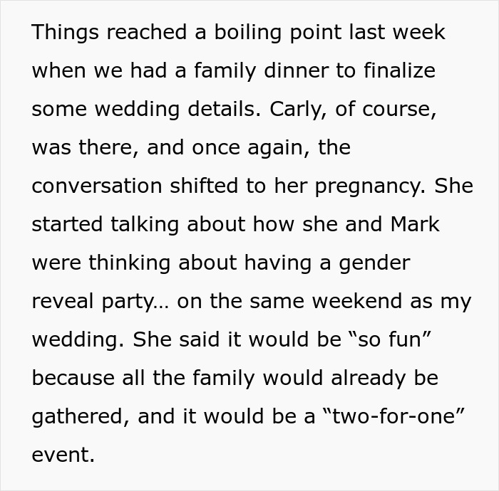 Pregnant Sister Plans Her Gender Reveal On Woman&rsquo;s Wedding Weekend, Gets Uninvited