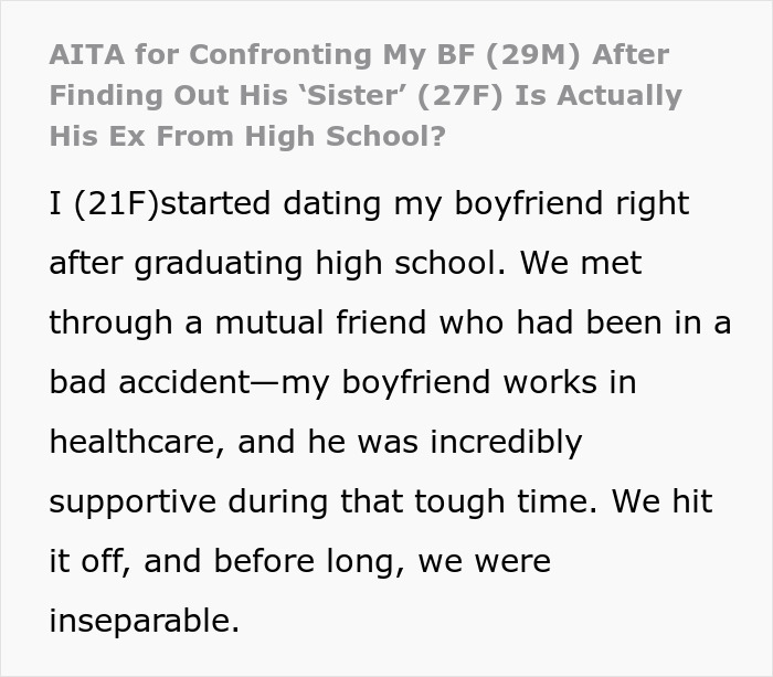 Man&rsquo;s &ldquo;Sister&rdquo; Is Actually His High School Ex, GF Confronts Him After Friend Reveals The Secret