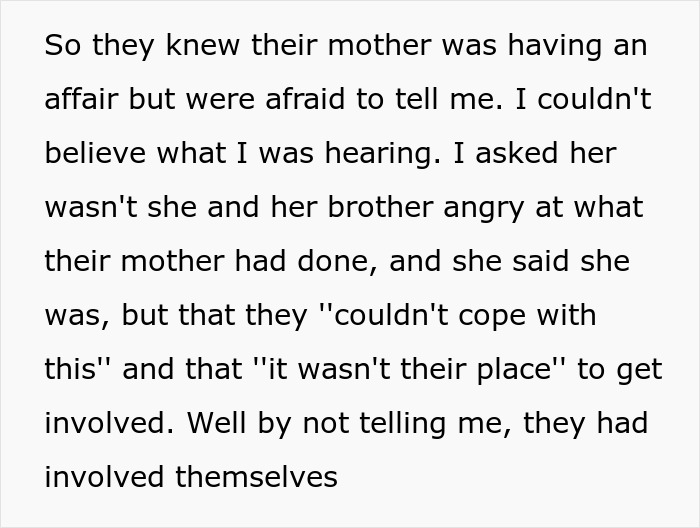 Biological Kids Furious After Dad Leaves Everything To Stepson For Concealing Mom's Affair Biological Kids Furious After Dad Leaves Everything To Stepson For Concealing Mom's Affair