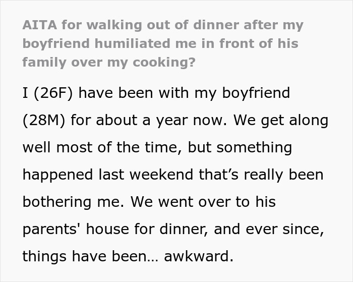 BF Keeps Mocking GF&rsquo;s Cooking In Front Of His Family, Gets Mad When She Jokes On Him In Response