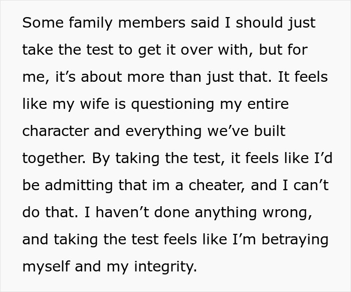 “I'm Betraying My Integrity”: Man Refuses To Take A Paternity Test For His Wife’s Friend’s Baby “I'm Betraying My Integrity”: Man Refuses To Take A Paternity Test For His Wife’s Friend’s Baby