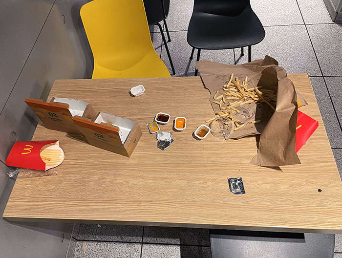 Lazy McDonald's Customers Leaving Their Trash And Not Even Finishing Their Meal