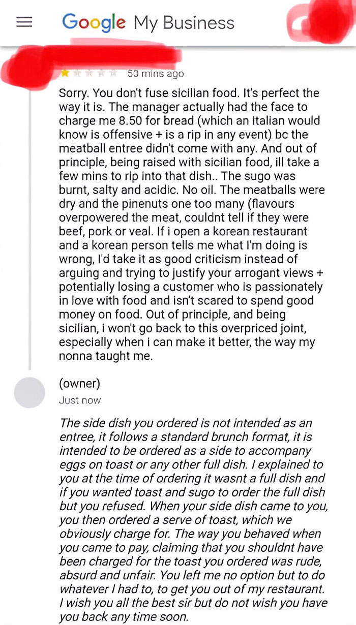 Starting At A New Place Soon, Glad To Know The Owner Puts Rude Customers In Their Place