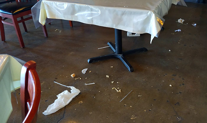 This Is Why I, As A Restaurant Host, Hate Kids And The Parents Who Enable Them. This Is Just The Floor. I Had Already Cleaned The Table, The Chairs, And The Shattered Plate