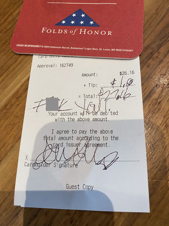 Some Guy Got Mad Because He Was Told He Had To Pay For His Shots That He Ordered. Makes Fellow Veterans Look Bad