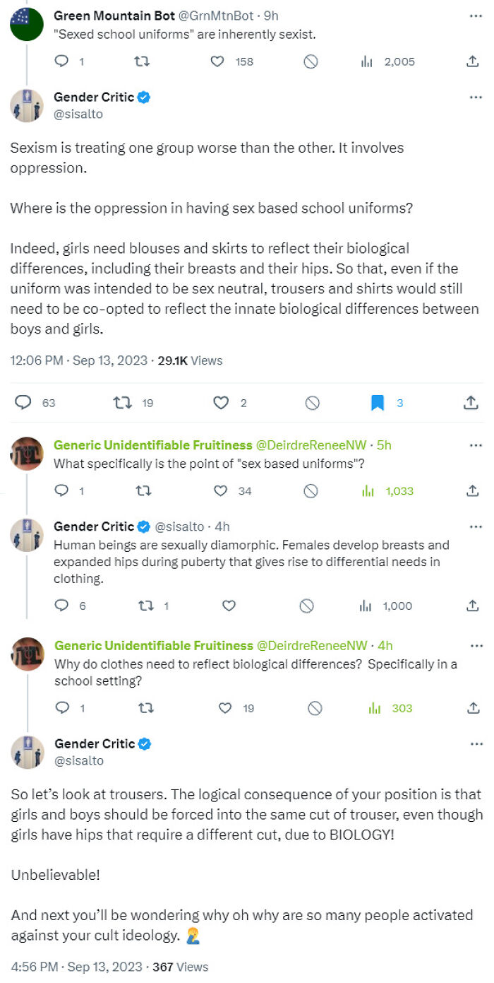 Man Believes That Girls Biologically Cannot Wear Pants As Part Of A School Uniform