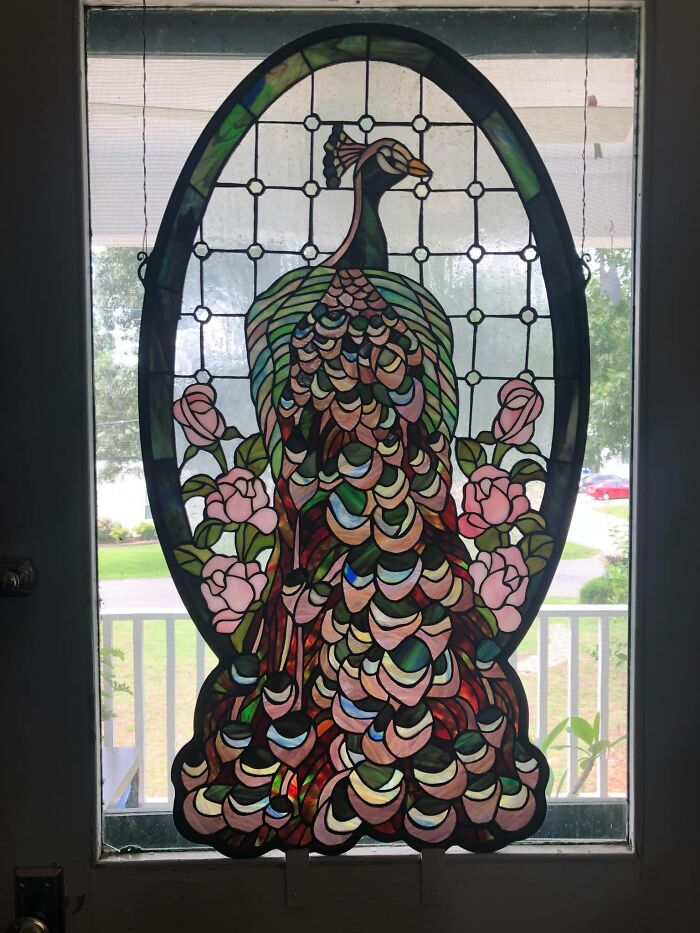 Found This Beautiful Stained-Glass Peacock Years Ago At A Yard Sale