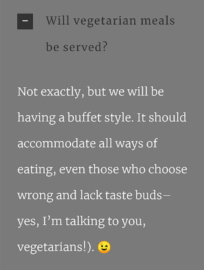 I Went To A Wedding Where The Bride And Groom Hated Vegetarians