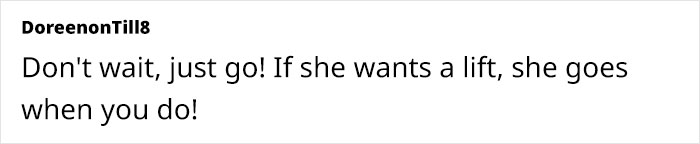 Woman Constantly Takes Overly Long To Get Ready, Loses The Free Rides Her Coworker Used To Give