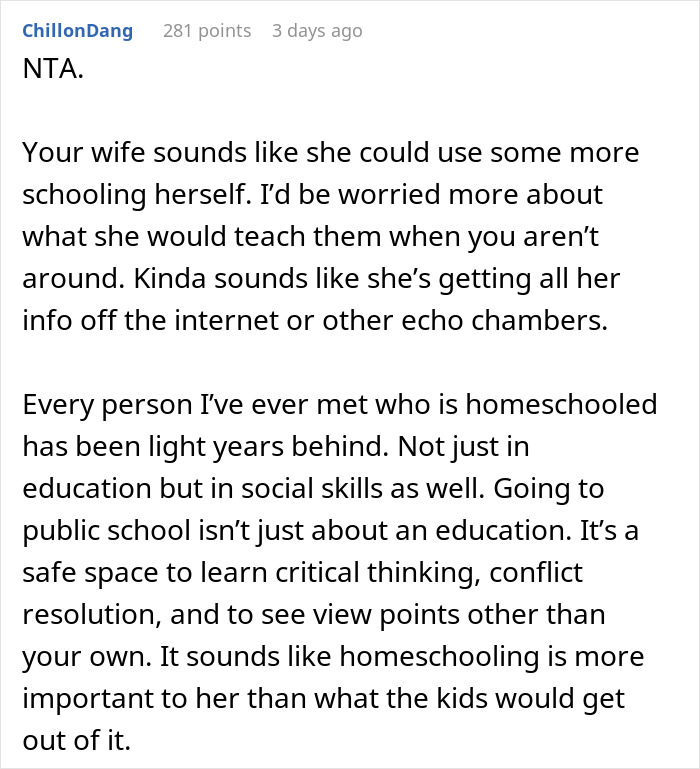 Husband Enrolls Kids In Public School After "Crunchy Mom" Fails At Homeschooling