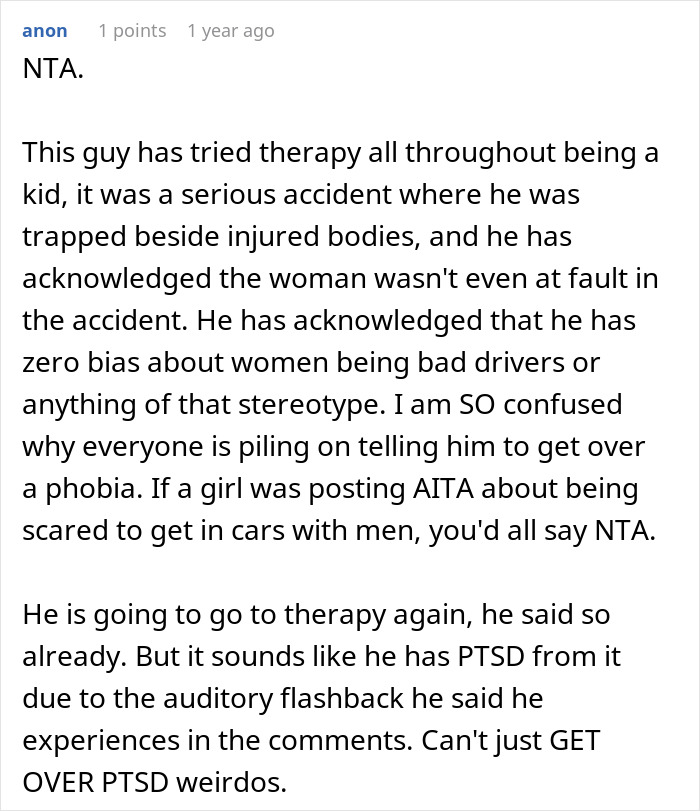 Man Excuses His Misogynistic Behavior With His Childhood Trauma, GF Tells Him To Get Over It Man Excuses His Misogynistic Behavior With His Childhood Trauma, GF Tells Him To Get Over It