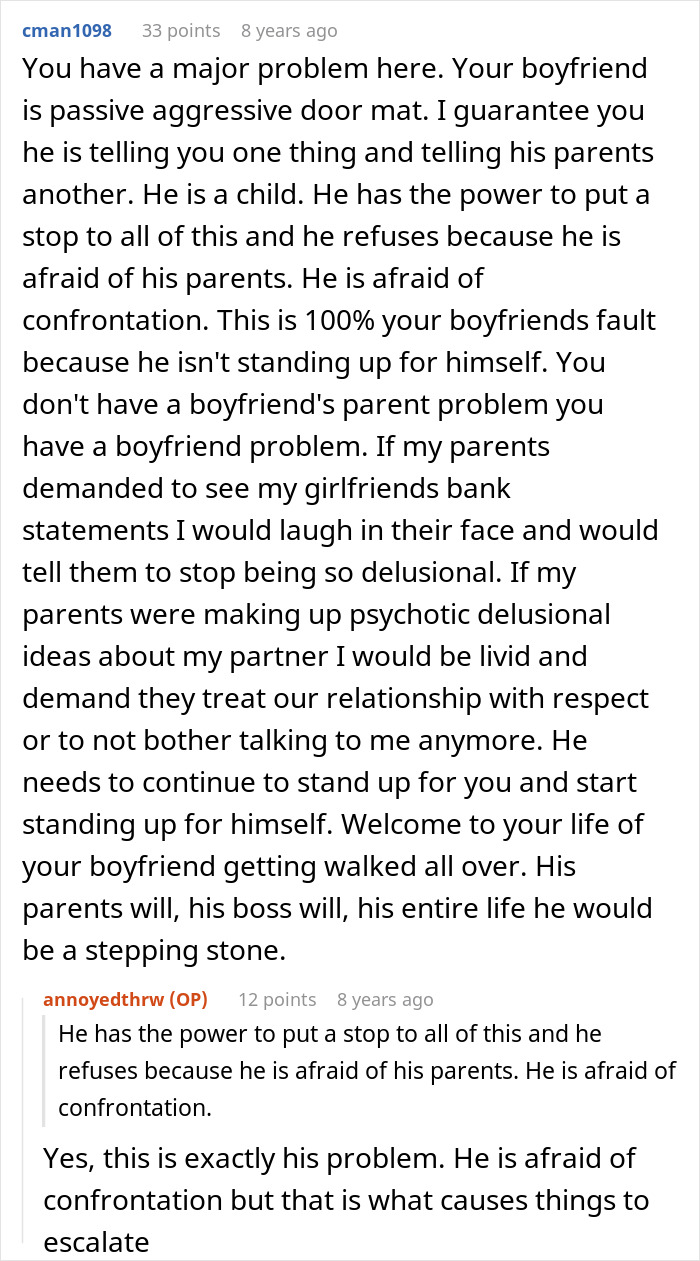 GF Earns More Than BF, His Manipulative Parents Demand To See Her Bank Statements, She’s Aghast GF Earns More Than BF, His Manipulative Parents Demand To See Her Bank Statements, She’s Aghast