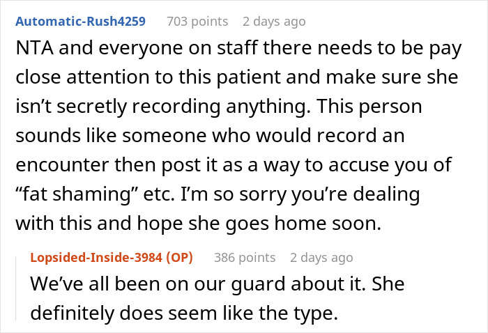 Text exchange about precautions with an obese patient and a potential influencer.