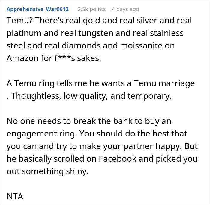 Woman Adores Her Engagement Ring, Changes Her Mind After Finding Out How Much It Cost