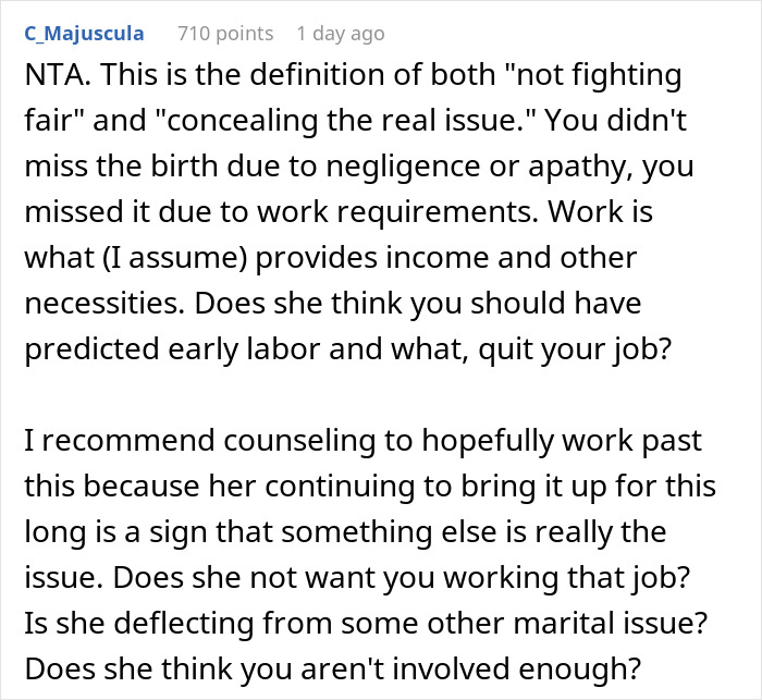 Husband Asks Wife To Get Over The Fact That He Missed Daughter's Birth: "Every Single Time" Husband Asks Wife To Get Over The Fact That He Missed Daughter's Birth: "Every Single Time"
