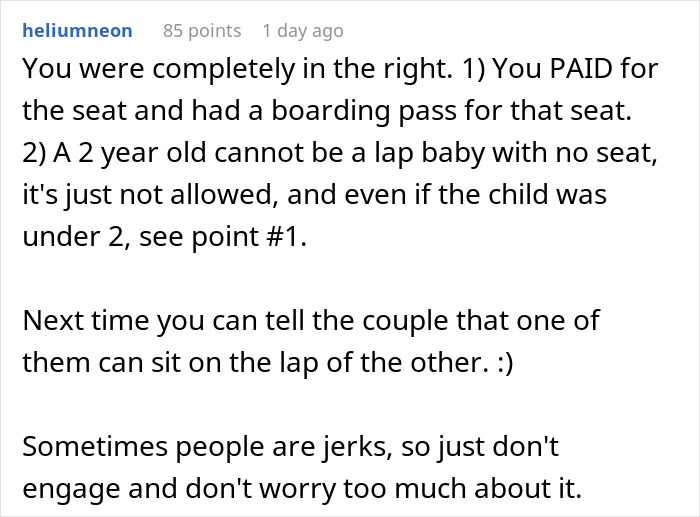Passenger Demands Toddler Move From Paid Seat: "Not Ask, But Demand" Passenger Demands Toddler Move From Paid Seat: "Not Ask, But Demand"