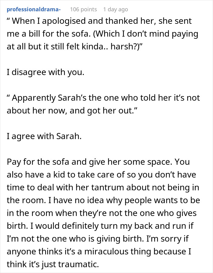 Woman Upset After Being Asked To Leave As Pregnant Friend Delivers Baby On Her Sofa