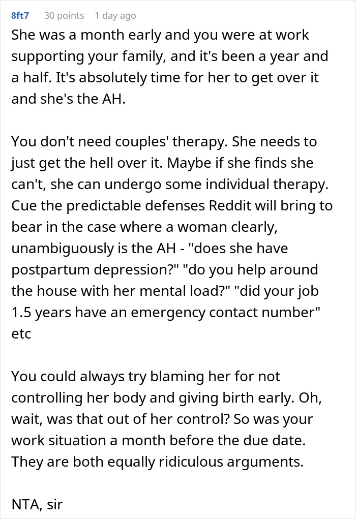 Husband Asks Wife To Get Over The Fact That He Missed Daughter's Birth: "Every Single Time" Husband Asks Wife To Get Over The Fact That He Missed Daughter's Birth: "Every Single Time"