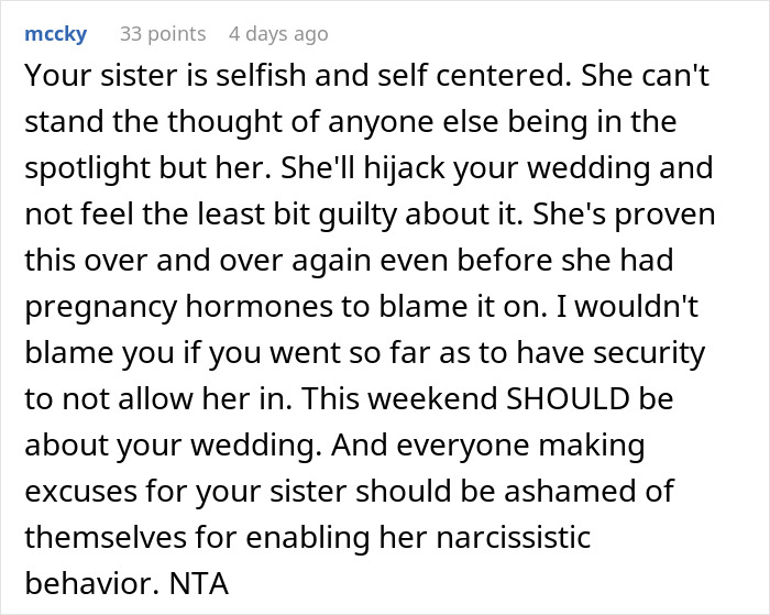 Pregnant Sister Plans Her Gender Reveal On Woman&rsquo;s Wedding Weekend, Gets Uninvited