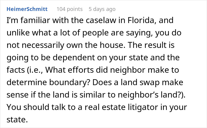 Guy Turns To Web For Legal Advice After 100% Of Neighbor’s House Is Built On His Property Guy Turns To Web For Legal Advice After 100% Of Neighbor’s House Is Built On His Property