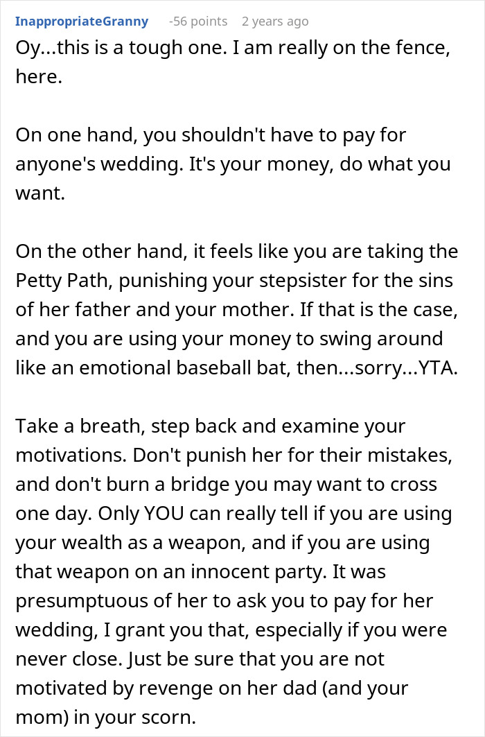 Guy Refuses To Fund Stepsister&rsquo;s Wedding, Calls Out Mom&rsquo;s Choices When She Protests