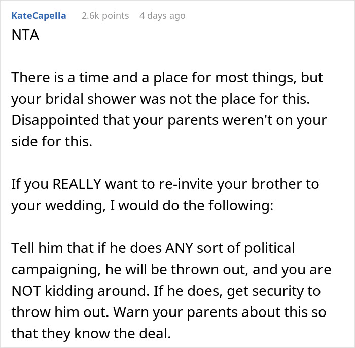 Man Ruins Sister&rsquo;s Bridal Shower, Gets Upset She Won&rsquo;t Let Him Ruin Her Wedding Too