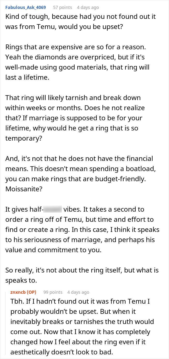 Woman Adores Her Engagement Ring, Changes Her Mind After Finding Out How Much It Cost