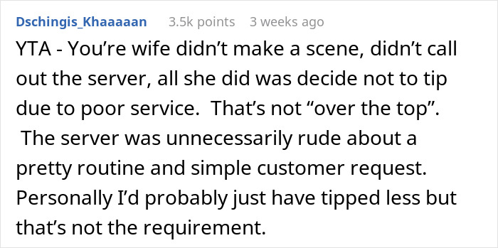 Man Calls Out Wife For Not Tipping A Server After She Denied Her Request, Gets A Reality Check Man Calls Out Wife For Not Tipping A Server After She Denied Her Request, Gets A Reality Check
