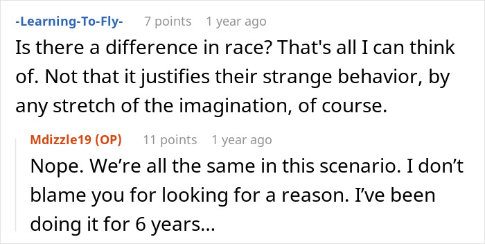Reddit conversation discussing parents' behavior about daughter's boyfriend choice. Reddit conversation discussing parents' behavior about daughter's boyfriend choice.