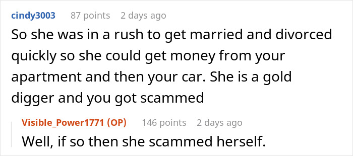 Woman In A Hurry To Get Married, Wants Half Of Hubby&rsquo;s Assets In Divorce, Finds Out He Owns Nothing