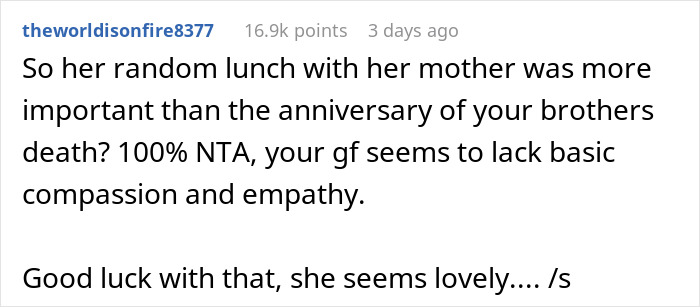 Man&rsquo;s Grief Ritual Ends In A Cold Breakup After GF Is Forced To Have Lunch Date With Mom Alone
