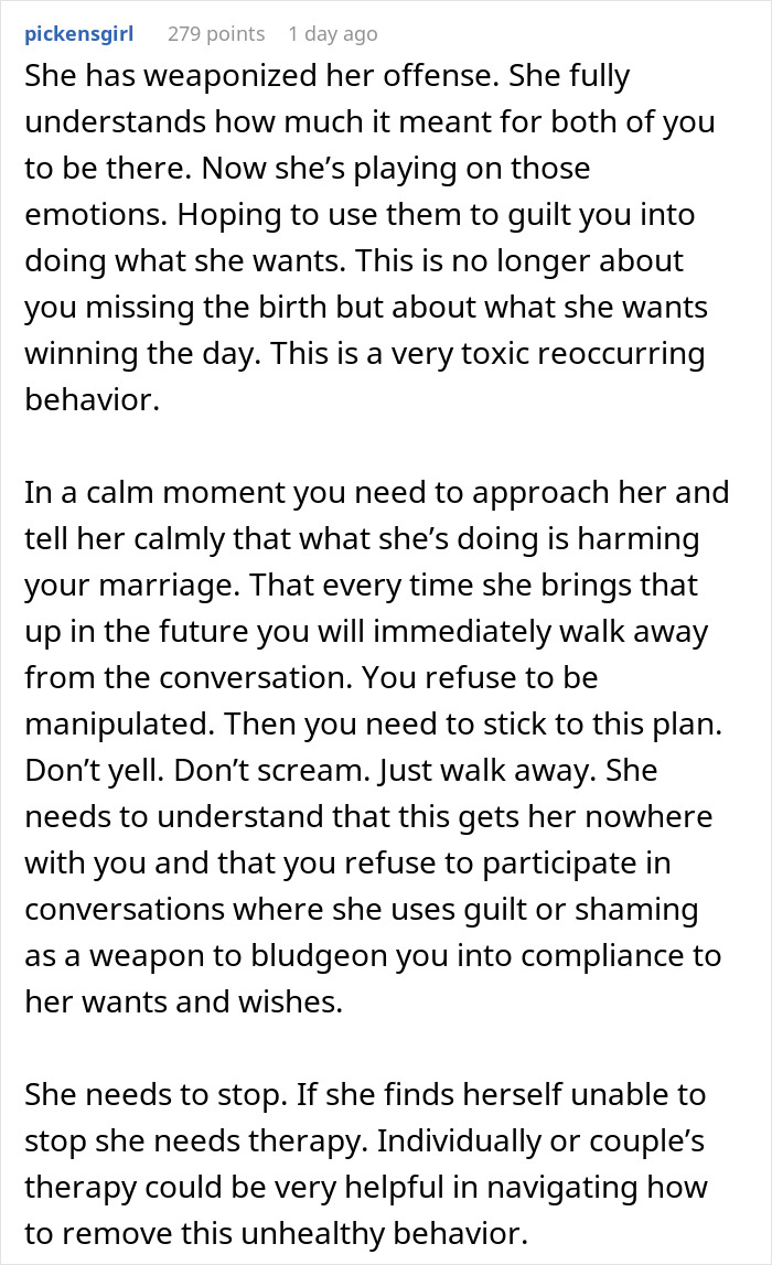 Husband Asks Wife To Get Over The Fact That He Missed Daughter's Birth: "Every Single Time" Husband Asks Wife To Get Over The Fact That He Missed Daughter's Birth: "Every Single Time"