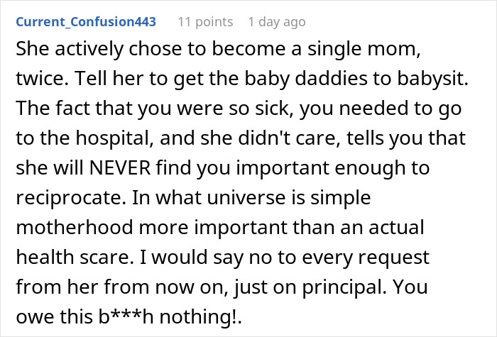 Mom Refuses To Help Sibling During An Emergency, Is Shocked They Won&rsquo;t Come At Her Beck And Call