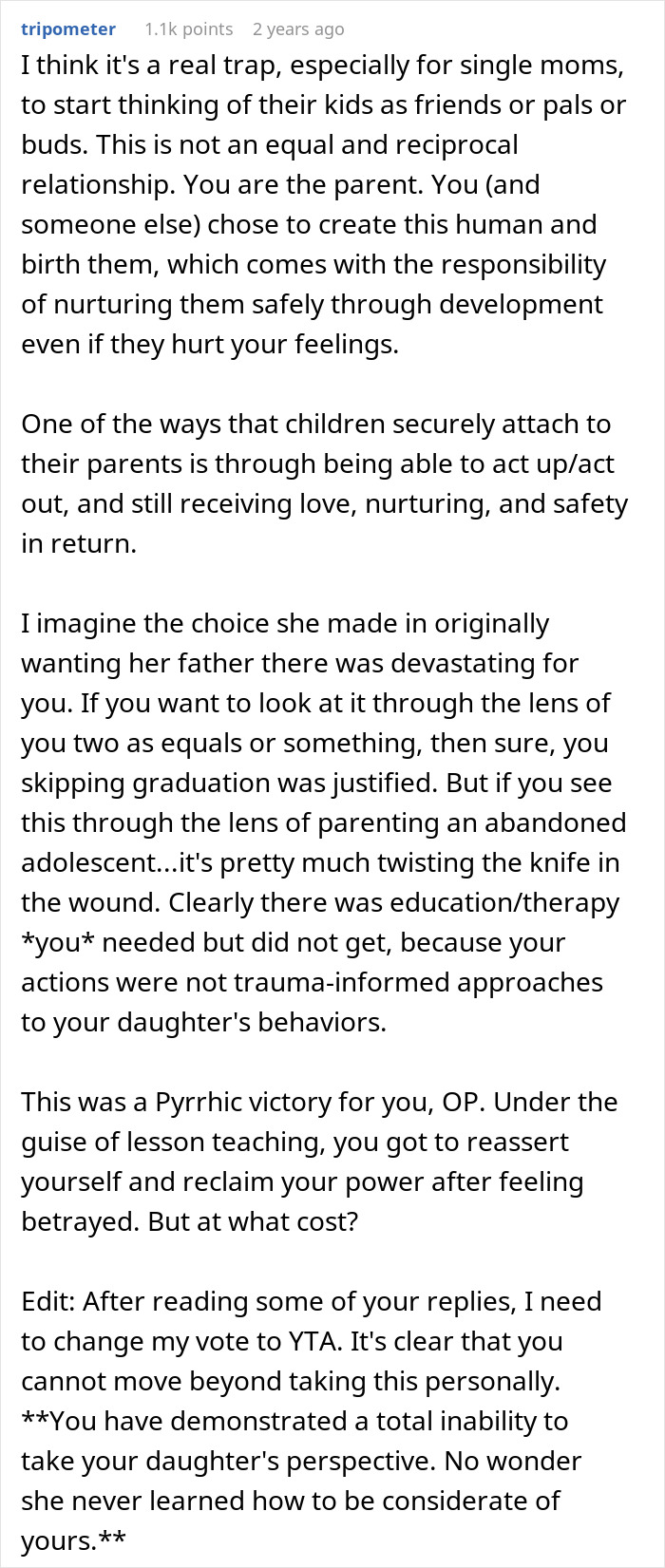 Mom Asks If She’s Wrong For Ruining Daughter’s Graduation To Teach Her A Lesson After A Betrayal Mom Asks If She’s Wrong For Ruining Daughter’s Graduation To Teach Her A Lesson After A Betrayal
