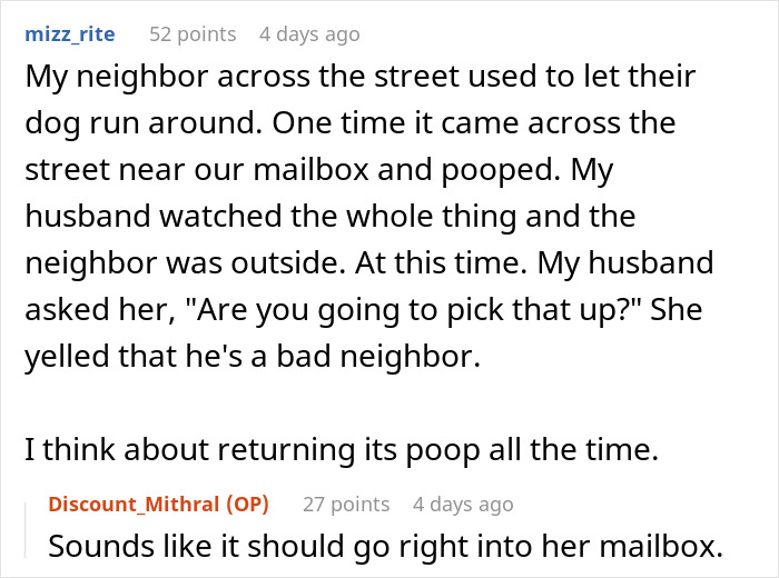 Woman Enjoys Neighbor’s Cursing Tirade As They Find Dog Poop That Once Was In The Yard Next Door Woman Enjoys Neighbor’s Cursing Tirade As They Find Dog Poop That Once Was In The Yard Next Door