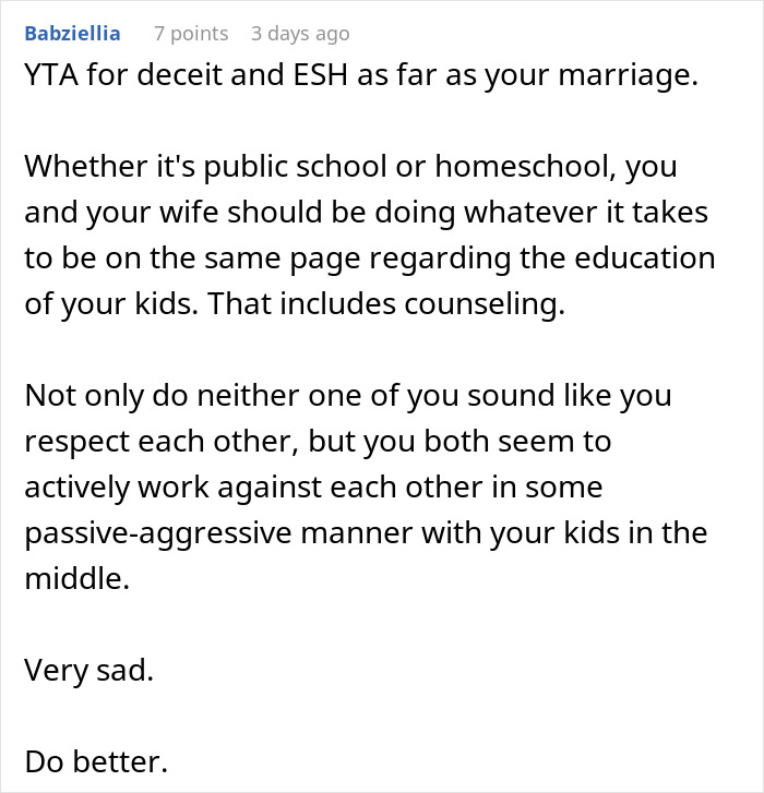 Husband Enrolls Kids In Public School After "Crunchy Mom" Fails At Homeschooling