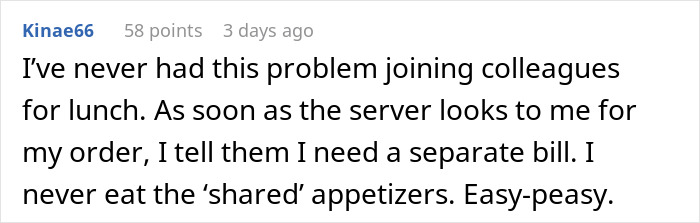 Guy Starts Ordering A Lot Of Food After Coworkers Refuse To Stop Splitting The Bill