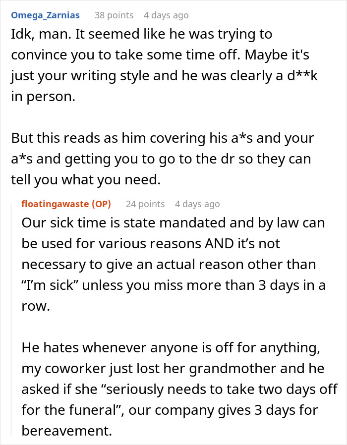One Sick Day Turns Into Whole Week Off For Employee Who Maliciously Complied With Boss's Request One Sick Day Turns Into Whole Week Off For Employee Who Maliciously Complied With Boss's Request