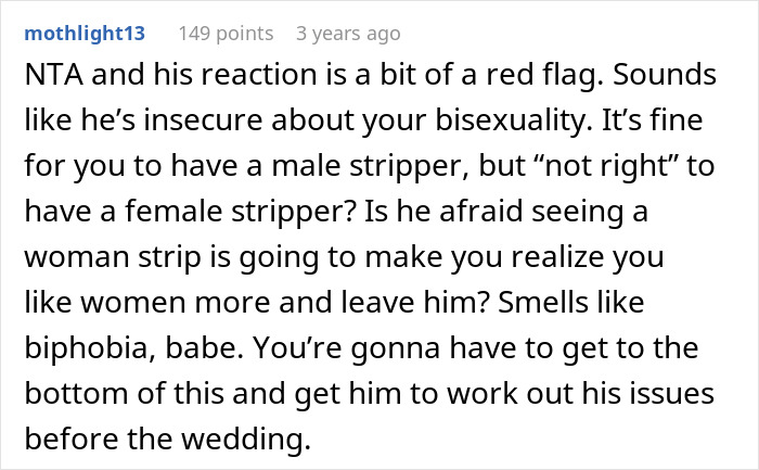 “Wouldn’t Explain How”: Man Upset His Fiancée Wants A Female Stripper At Her Bachelorette “Wouldn’t Explain How”: Man Upset His Fiancée Wants A Female Stripper At Her Bachelorette